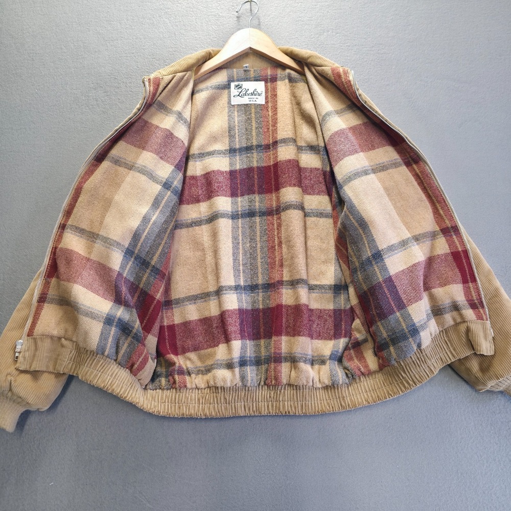 Vintage Lakeshire Men's Brown Corduroy Wool Lined Jacket Size Large Made in USA - Picture 3 of 10